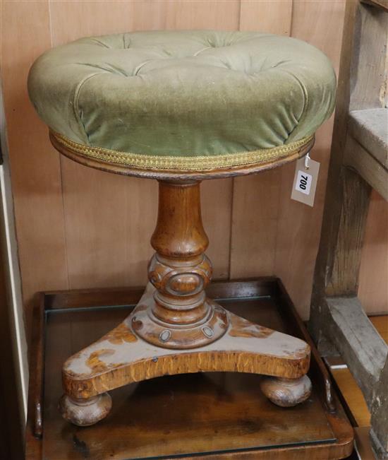 A Victorian oak piano stool W.38cm